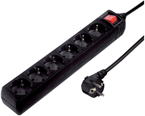 Stekkerdoos Hama 6voudig schakelaar 5m zwart 1 Stuk-2