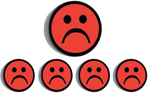 Magneet smiley 35mm rood 5 stuks 5 Stuk