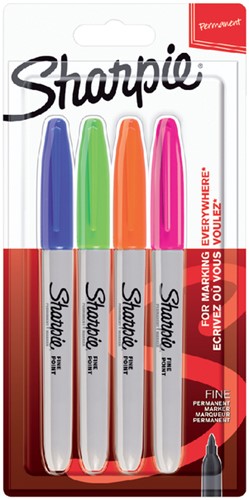 Viltstift Sharpie F fun 4st assorti 4 Stuk