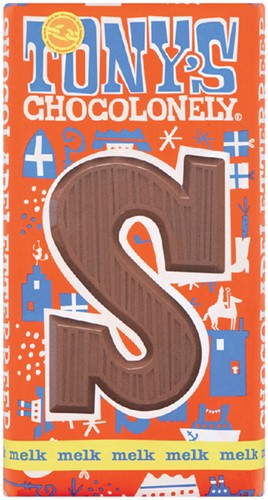 Chocoladeletter Tony Chocolonely melk S 180gr 1 Stuk