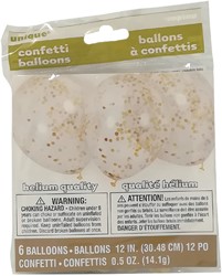 Ballon transparant met goud confetti 6 stuks 30cm 1 Stuk
