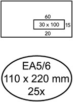 Envelop Quantore venster vr EA5/6 110x220 80gr zk 25 Stuk