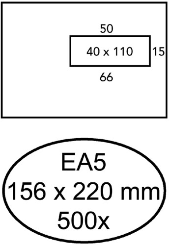 Envelop Quantore 156x220mm venster 4x11cm rechts zelfklevend 500 stuks