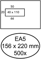 Envelop Hermes EA5 156x220mm venster 4x11links zelfklevend 500 stuks
