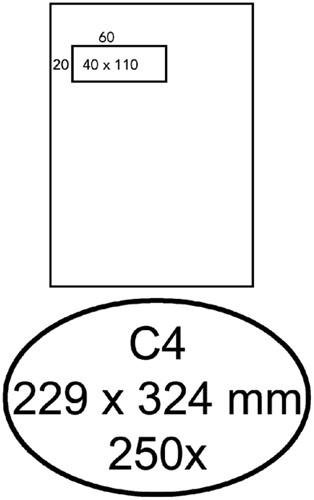 Envelop Hermes akte C4 vl 4x11 zk 120gr 250st 250 Stuk