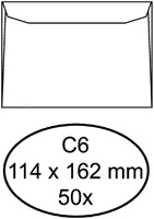Envelop Hermes bank C6 114x162 zk 50st wit 50 Stuk