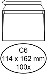 Envelop Quantore bank C6 114x162mm zelfklevend wit 100 stuks