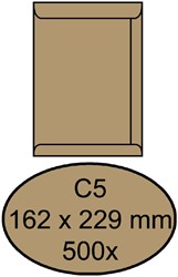 Envelop Quantore akte C5 162x229mm bruinkraft 90g 500 Stuk