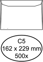 Envelop Hermes bank C5 162x229 500st wit 500 Stuk