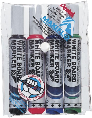 Whiteboardmarker Pentel MWL5M 3mm assorti 4 Stuk