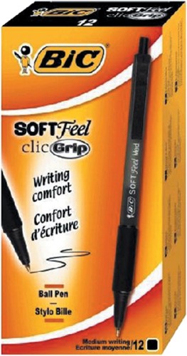 Balpen Bic soft feel clic M zwart 1 Stuk-2