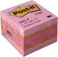 Memoblok Post-it 2051 51x51mm kubus roze 1 Stuk-2