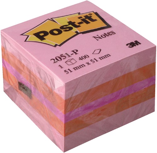 Memoblok Post-it 2051 51x51mm kubus roze 1 Stuk-2