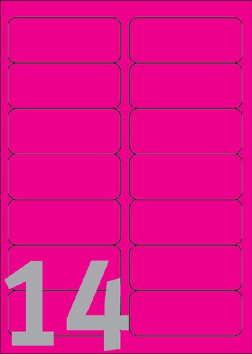 Etiket Avery L7363P-25 99.1x38.1mm neon roze 340 stuks-2