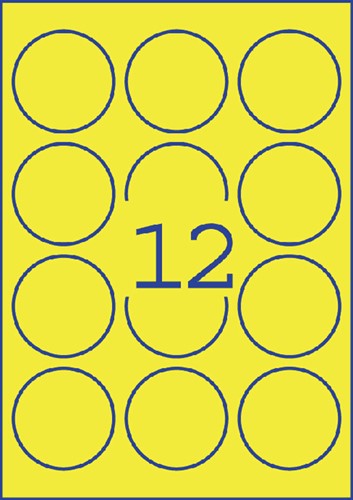 Etiket Avery L7670-25 63.5mm rond geel 300st 25 Vel-2