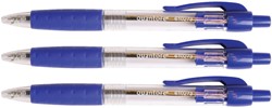 Balpen Quantore rubberen grip drukknop blauw 1 Stuk