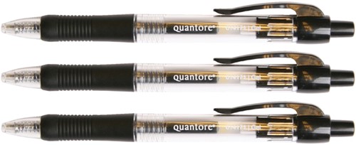 Gelschrijver Quantore grip drukknop 0.7mm zwart 1 Stuk-3