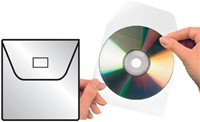 Cd/dvd hoes Djois 127x127mm met klep transparant 25 stuks