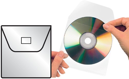 Cd/dvd Hoes Djois 127x127mm met klep zelfklevend transparant 100 stuks