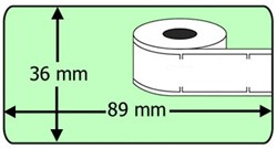 DYMO 99012 / S0722400 COMPATIBLE LABELS 89MM X 36MM PERMANENT GROEN 1 ROL à 260 ETIKETTEN