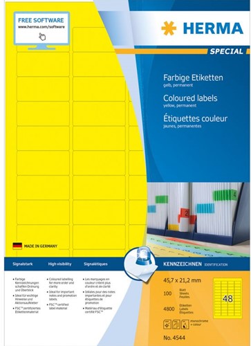 ETIKET HERMA 4544 45,7 X 21,2MM 4800ST GEEL 100 vel