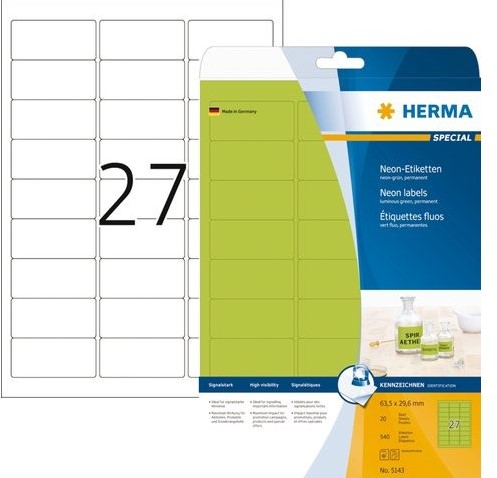ETIKET HERMA 5143 ETIKET NEONGROEN 63,5X29,6MM  1 PAK-2