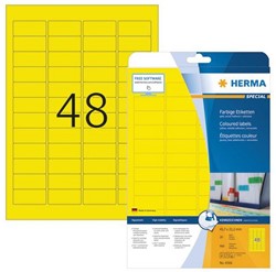 HERMA GEKLEURDE ETIKETTEN SUPERPRINT 45,7X21,2 MM, GEEL pak á 960 stuks, 20 vel