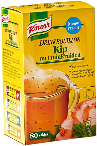 KNORR DRINKBOUILLON KIP TUINKRUIDEN DS 80 ST.