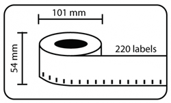 DYMO 99014 / S0722430 COMPATIBLE LABELS 101MM x 54MM PERMANENT WIT 1 ROL à 220 ETIKETTEN