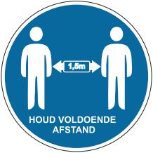 Preventiesticker cirkelvormig. Diameter 30cm. Kleur blauw.