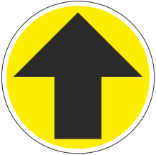 Preventiesticker cirkelvormig. Diameter 30cm. Kleur geel.