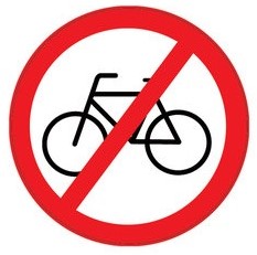 STICKER VERBODEN FIETSEN TE PLAATSEN 20 CM
